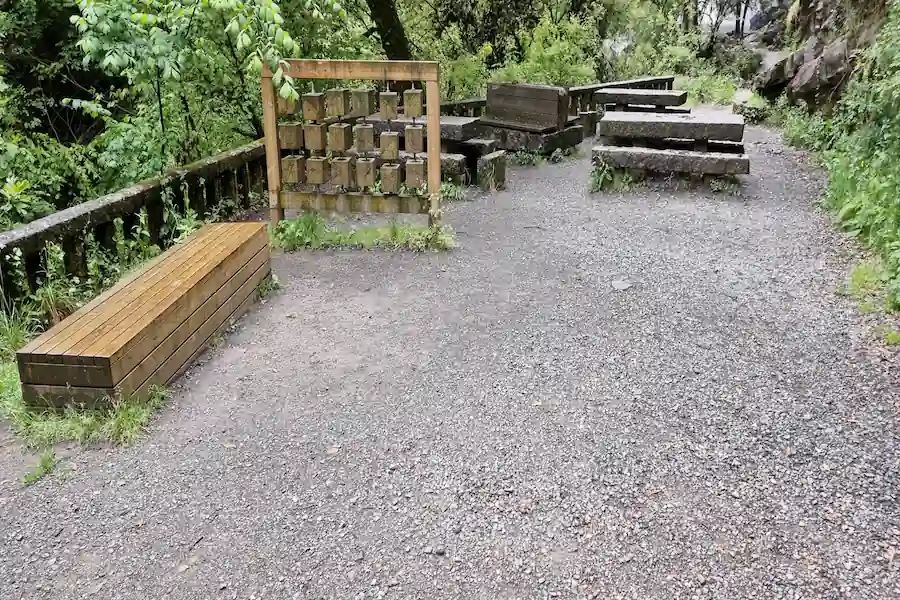 Sendero arbolado hacia la zona de picnic de la Fervenza do Toxa