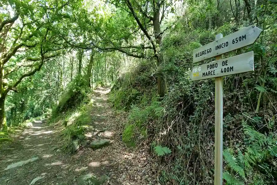 Indicaciones en el sendero hacia la Cascada Augacaída Indicaciones en el sendero hacia la Cascada Augacaída