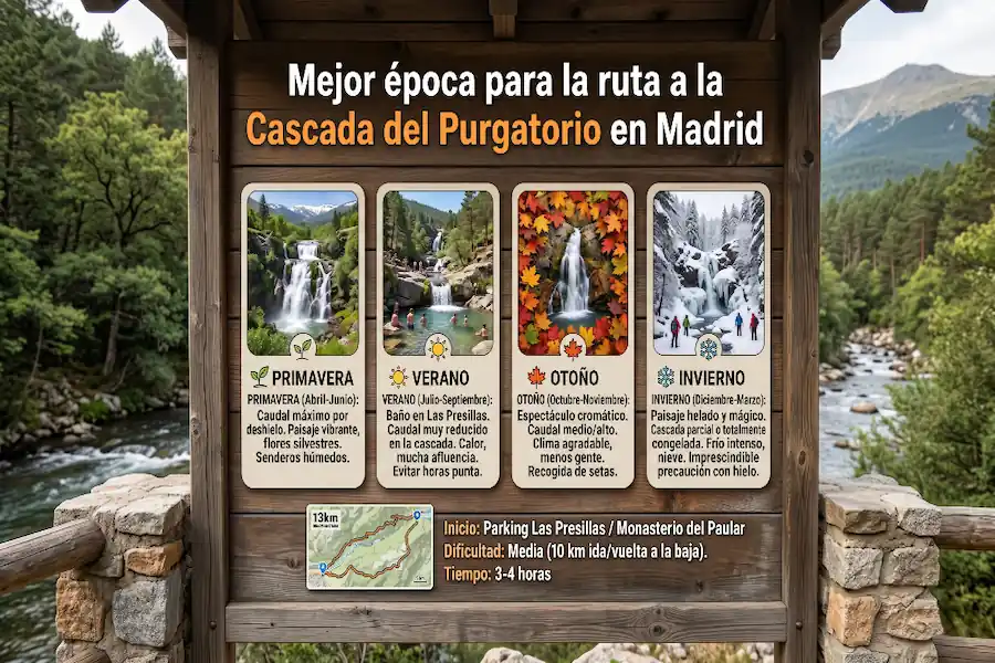 Mejor época para la ruta a la Cascada del Purgatorio en Madrid