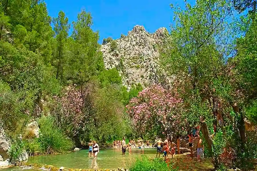 Bañistas disfrutando en el Toll de la Figuera