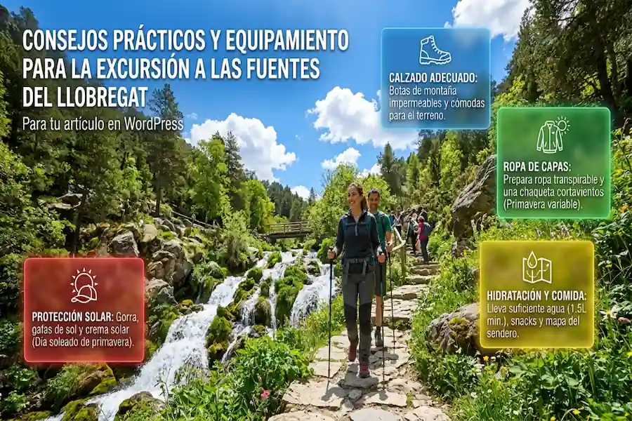 Equipamiento para visitar las Fuentes del Llobregat Consejos prácticos y equipamiento para la excursión a las Fuentes del Llobregat