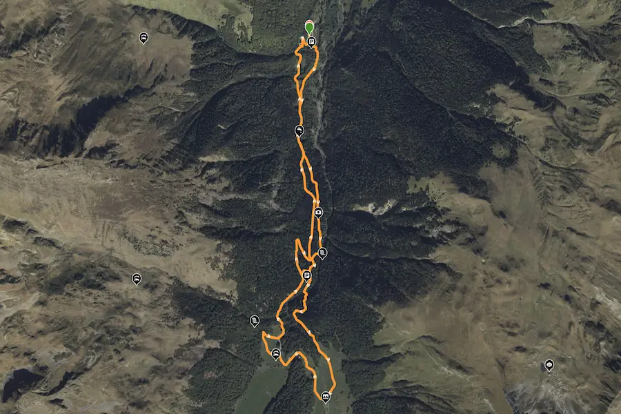 Mapa y descripción detallada paso a paso de la ruta de senderismo al Uelhs deth Joèu en el Valle de Arán