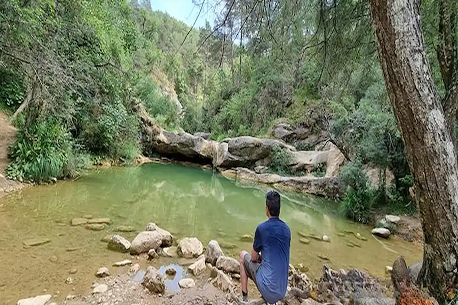 Vista del Gorg el Forat, una de las espectaculares pozas de la Ruta dels 7 Gorgs en Campdevànol