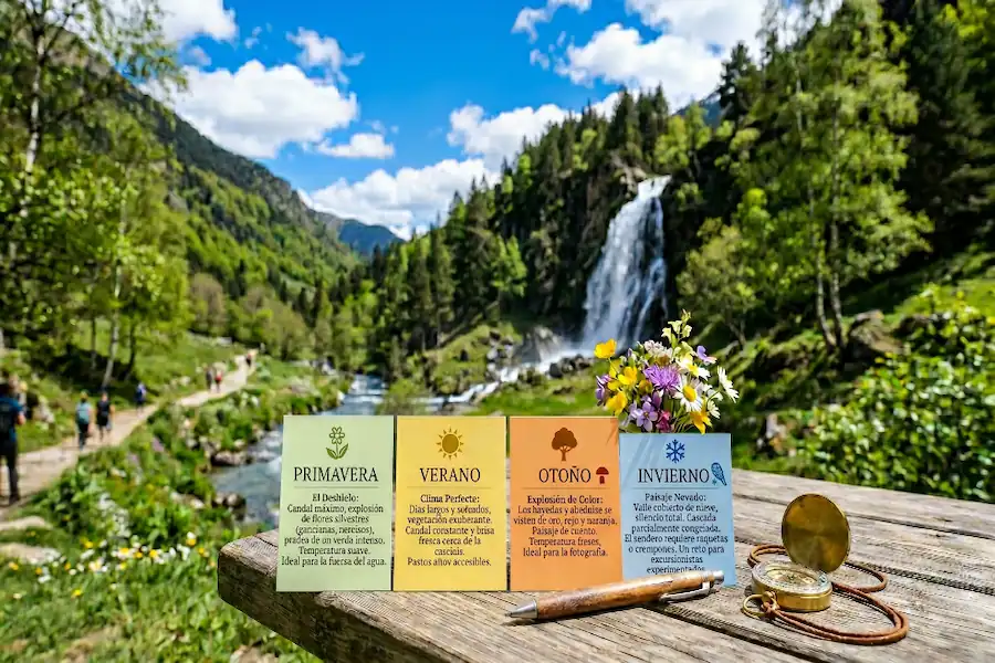 Mejor época del año para visitar el Uelhs deth Joèu según el caudal y el clima