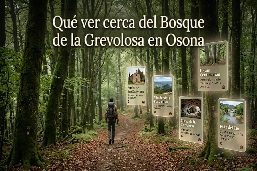 Qué ver cerca del Bosque de la Grevolosa en Osona Lugares de interés turístico y parajes naturales que ver cerca del Bosque de la Grevolosa en la comarca de Osona