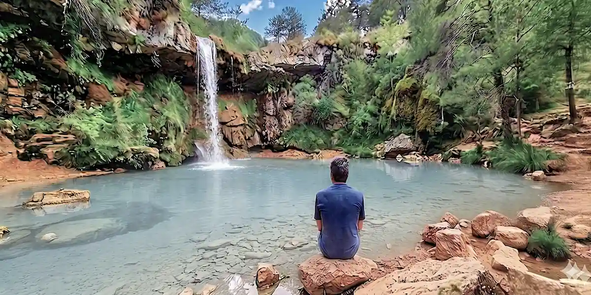 Panorámica general del bosque y el río en la ruta