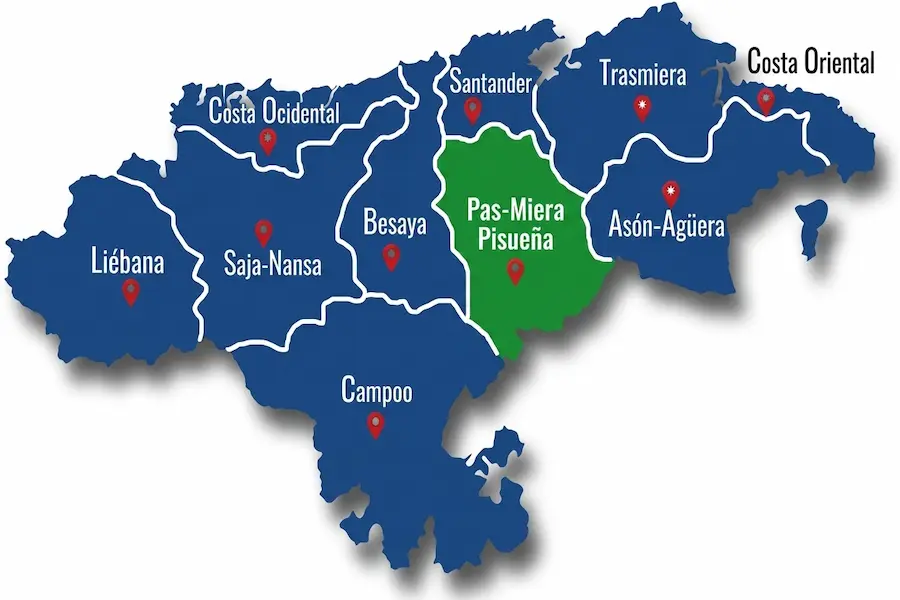 Mapa turístico detallado de Cantabria con rutas y puntos de interés